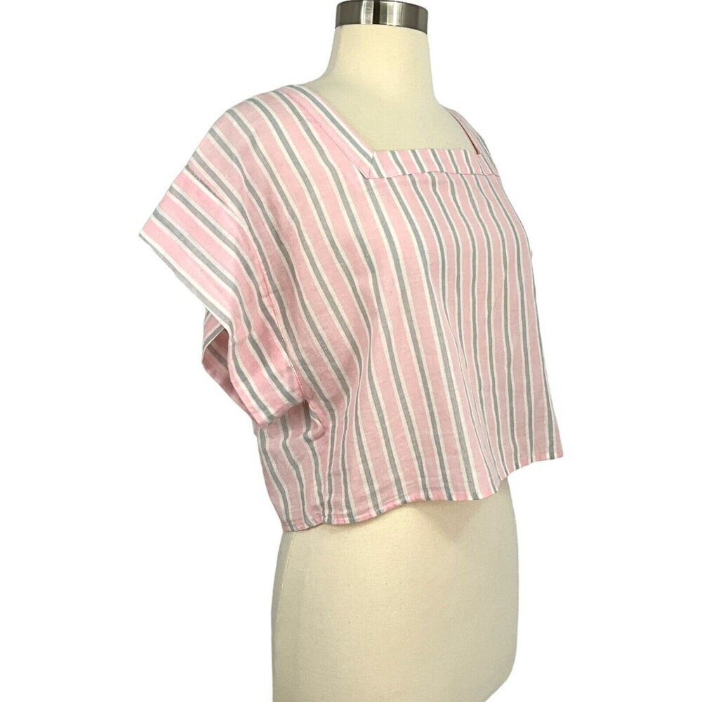 Mable Size S Sydney Square Neck Top & Skirt Set Pink Grey Stripe 100% Cotton - Picture 6 of 16